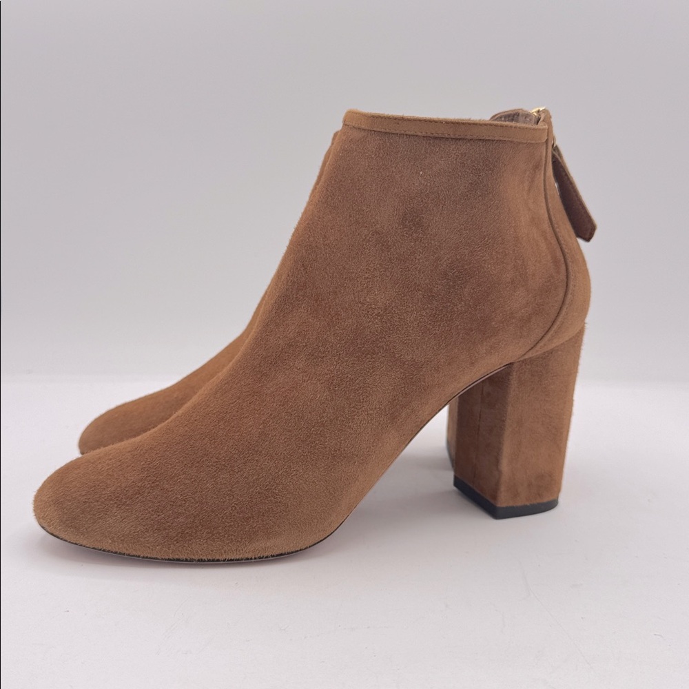 Aquazzura Downtown tan heeled bootie suede camel color sz 6.5